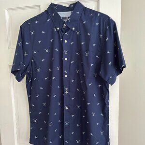 IZOD Men's Navy Blue Nautical-Themed Shirt.